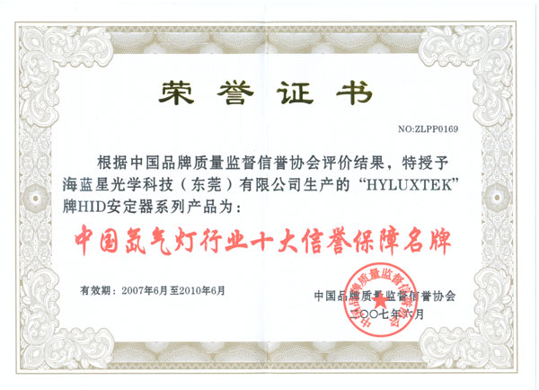 honor certificate