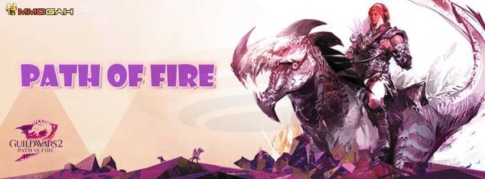 Guild Wars 2 Path of Fire key art showing desert landscape and mounts