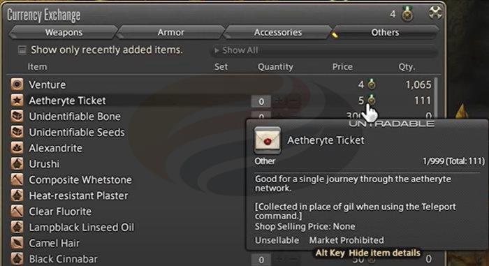 Aetheryte Ticket