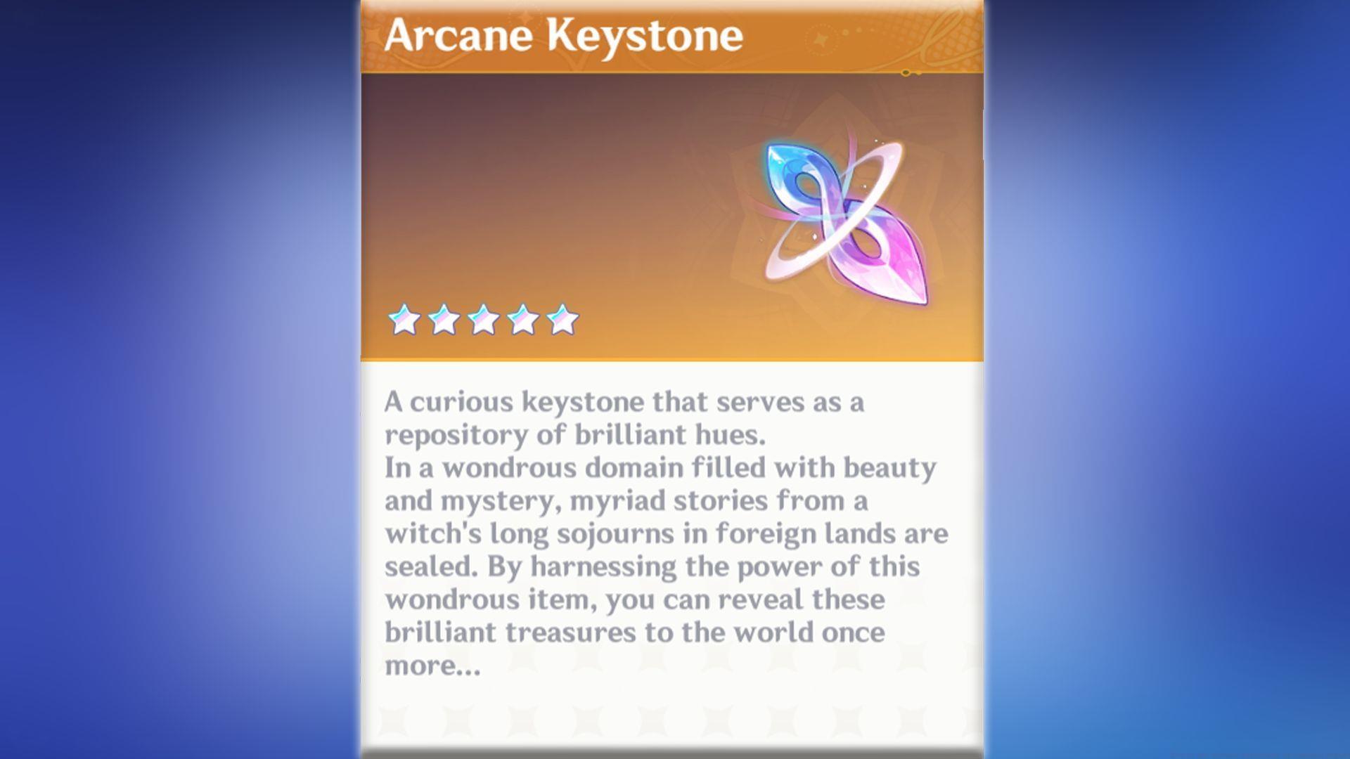 Guide on obtaining Arcane Keystone in Genshin Impact
