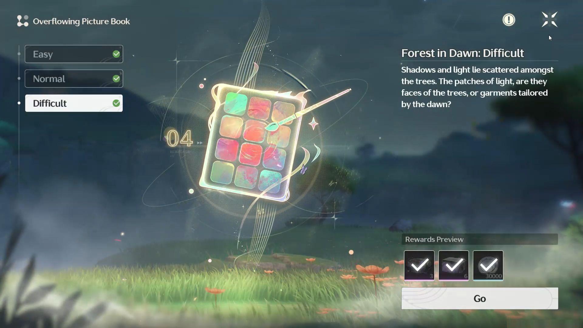 Overflowing Picture Book Day 4 Forest in Dawn guide (Image via Kuro Games)