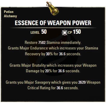Best potions for eso pvp-Essence of Weapon Power