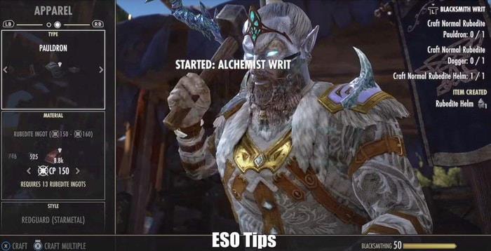 Doing Crafting Writs in ESO