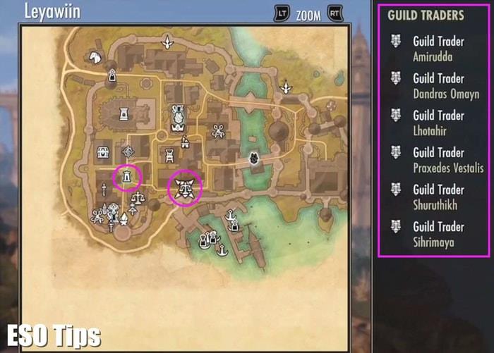 Find Guild Traders near a Wayshrine