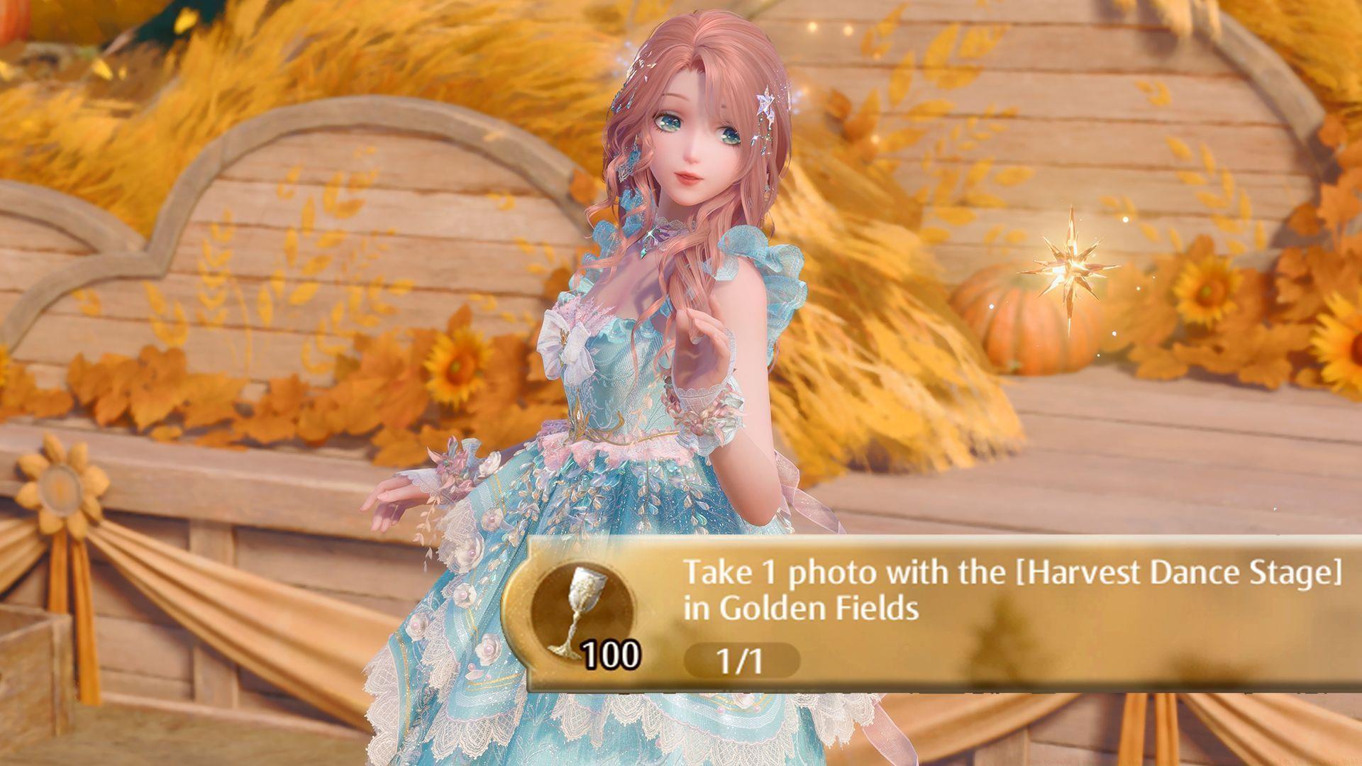 Guide on photographing Nikki with the Harvest Dance Stage in the background (Image via Sportskeeda Gaming/Infold Games)