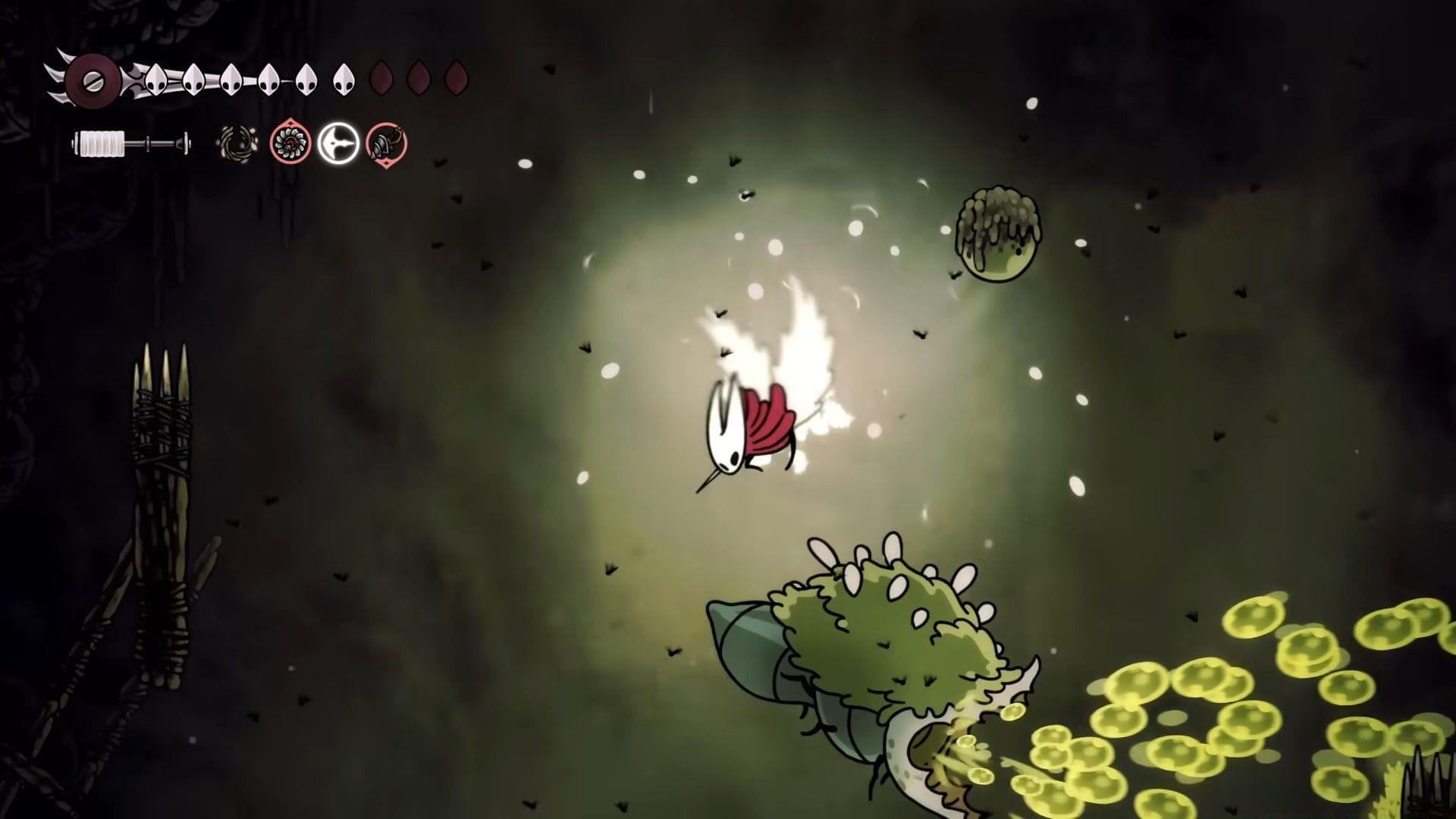 Image showing Hornet dodging an attack in Hollow Knight Silksong 