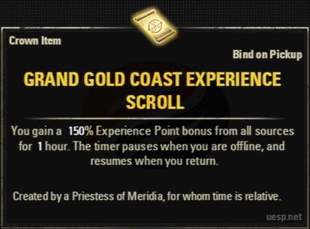 ESO January 2024 daily login reward: Grand Gold Coast Experience Scroll
