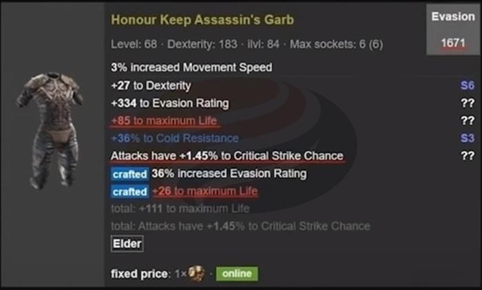 Fire Flicker Strike Build Ascendant Scion rare boby armour