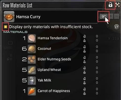 Raw Materials List
