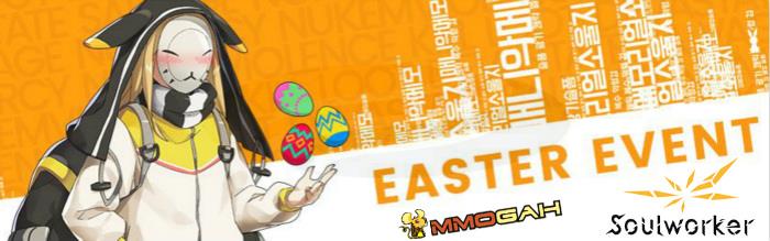 Soul Worker Easter Event promotional image showing festive decorations and rewards