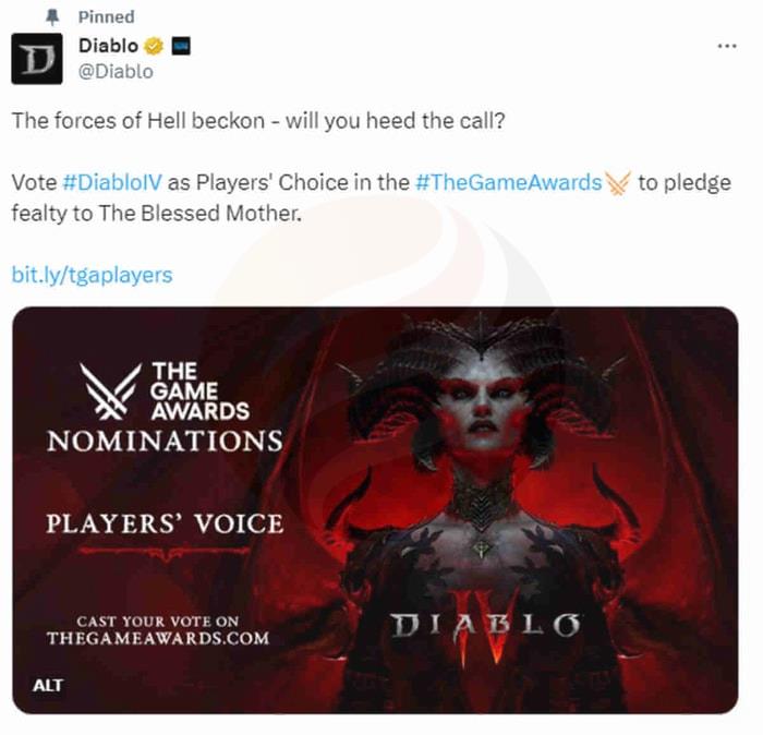 Vote for Diablo 4 in Game Awards at Players' Voice